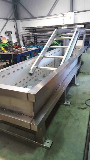 water tank and conveyor frame