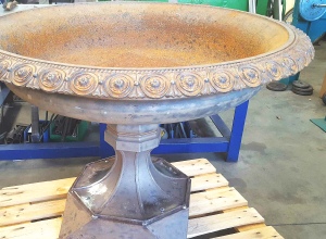 large, cast iron urn